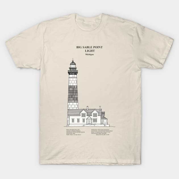 Big Sable Point Light Lighthouse - Michigan - SBDpng T-Shirt by SPJE Illustration Photography